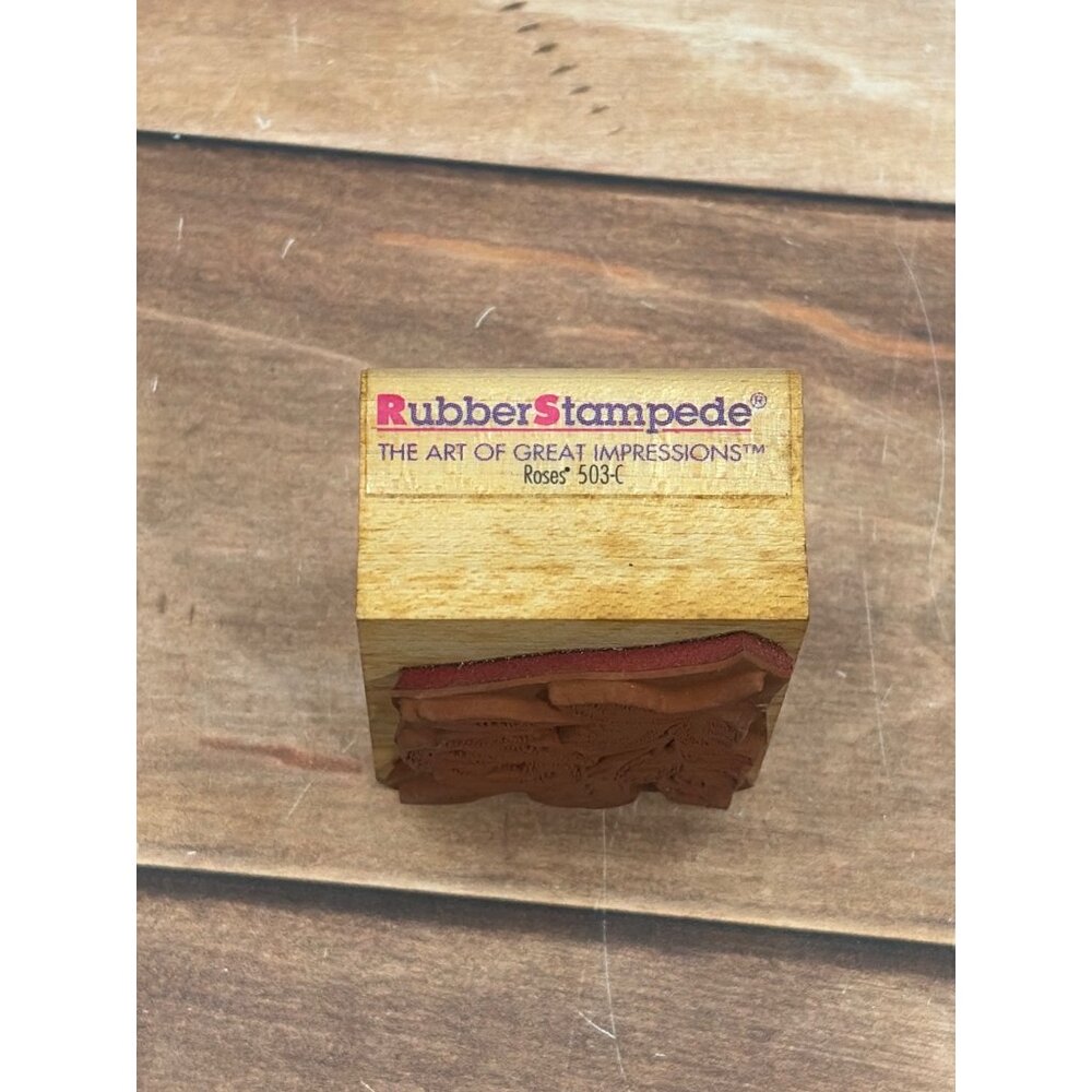 VINTAGE RUBBER STAMPEDE 503C ROSES WOOD MOUNTED RUBBER STAMP - Picture 2 of 4